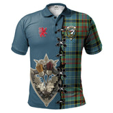 Clan Brisbane Modern Tartan Polo Shirt - Lion Rampant And Celtic Thistle Style PO25 Brisbane Modern Tartan Tartan Polo